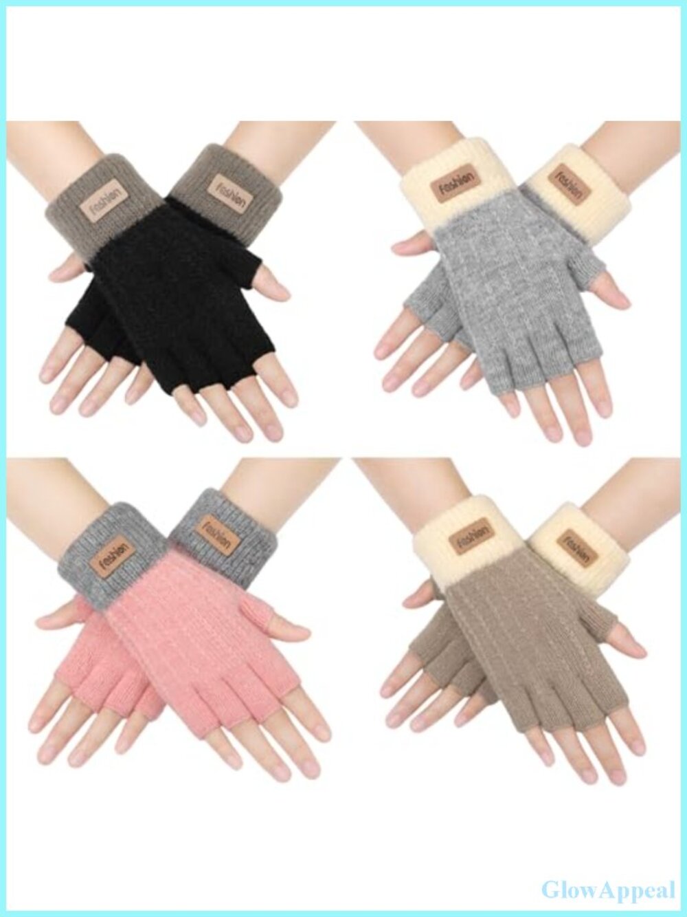 4 Pairs Fingerless Gloves Acrylic Knit Half Finger Driving Hiking Typing Women